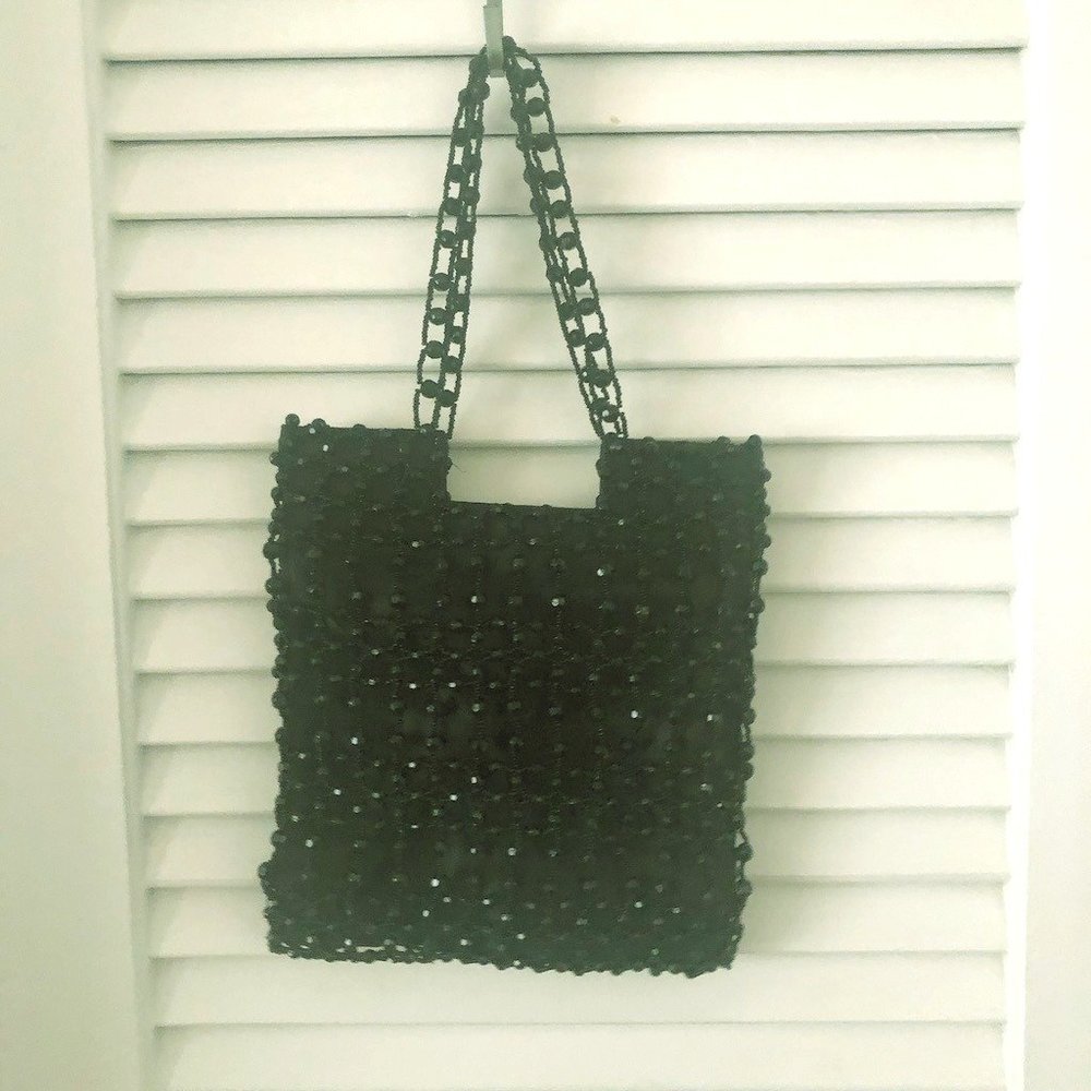Black beaded shoulder bag